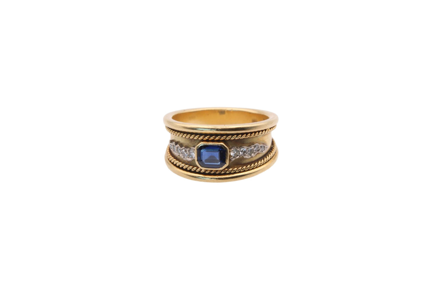 Vintage 18ct Gold Baguette Sapphire and Diamond Ring