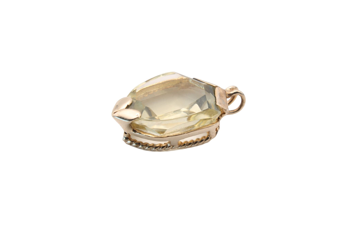 Vintage 9ct Gold Mounted Citrine Shield Pendant