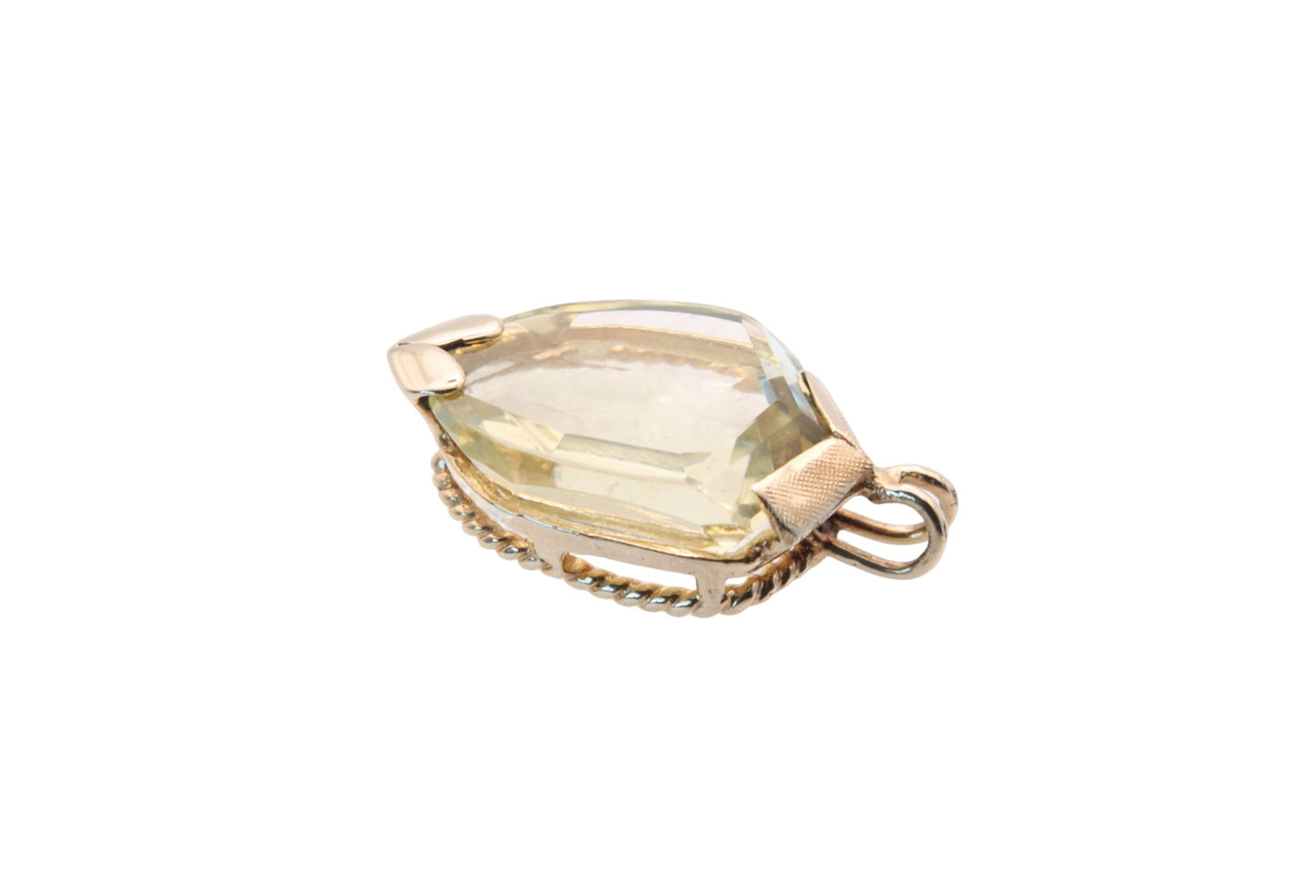 Vintage 9ct Gold Mounted Citrine Shield Pendant