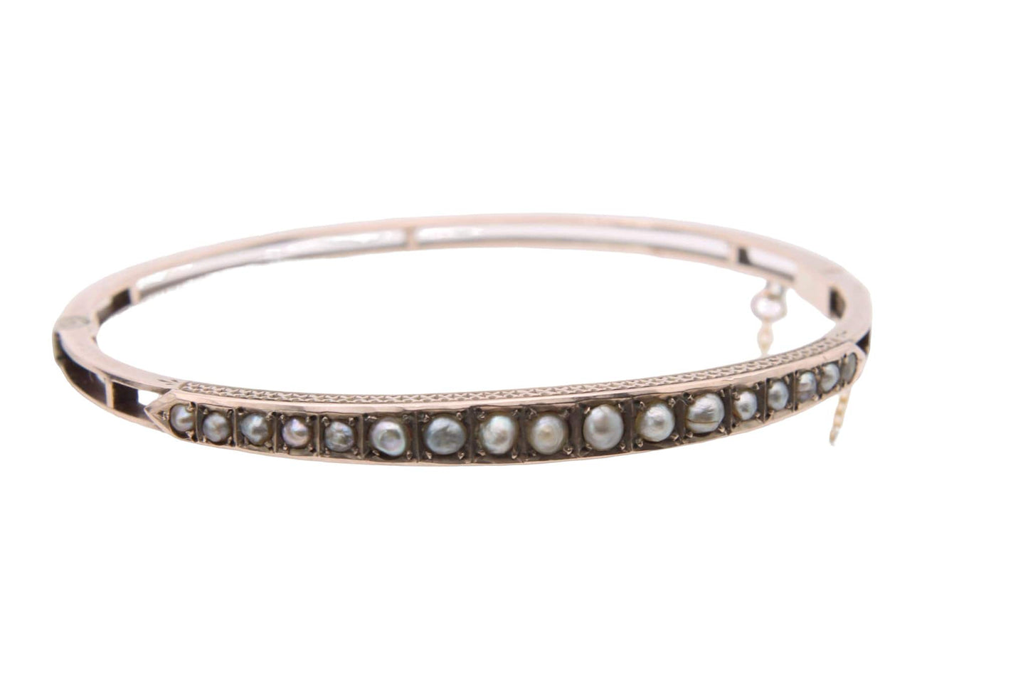 Antique Edwardian 9ct Gold Seed Pearl Bangle