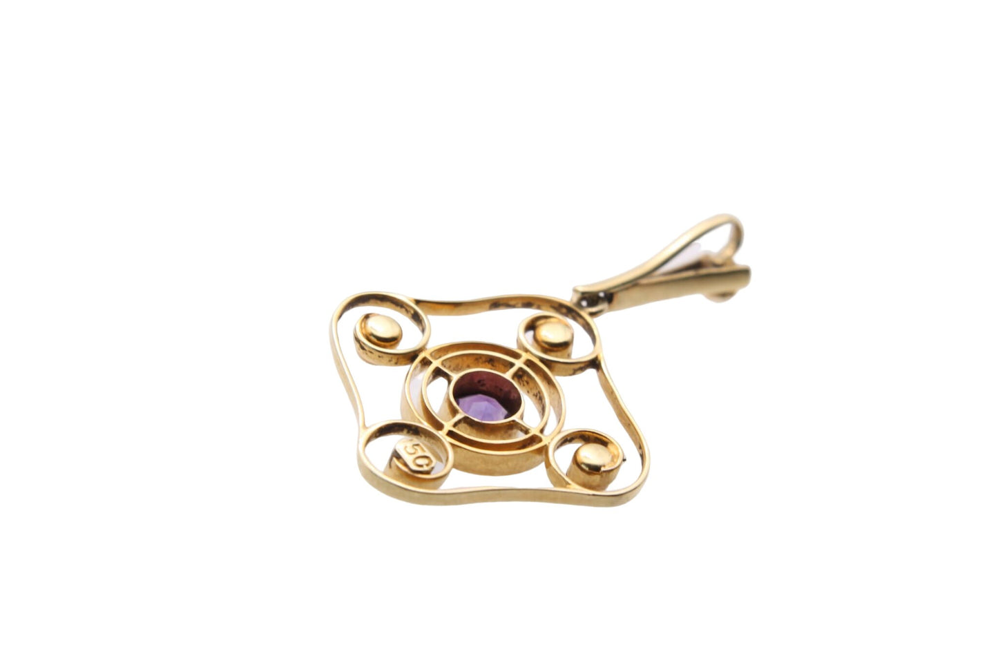 Edwardian 15ct Gold Amethyst Necklace Pendant