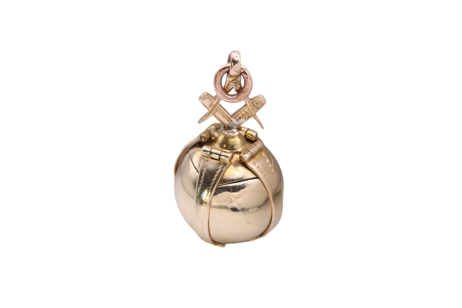 Large-Antique-9ct-Gold-&-Silver-Masonic-Ball-Compass-Finial---11.7g