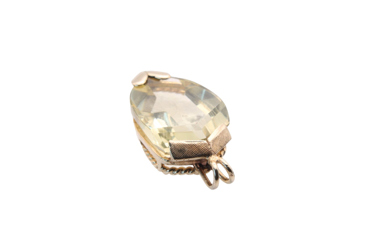Vintage 9ct Gold Mounted Citrine Shield Pendant