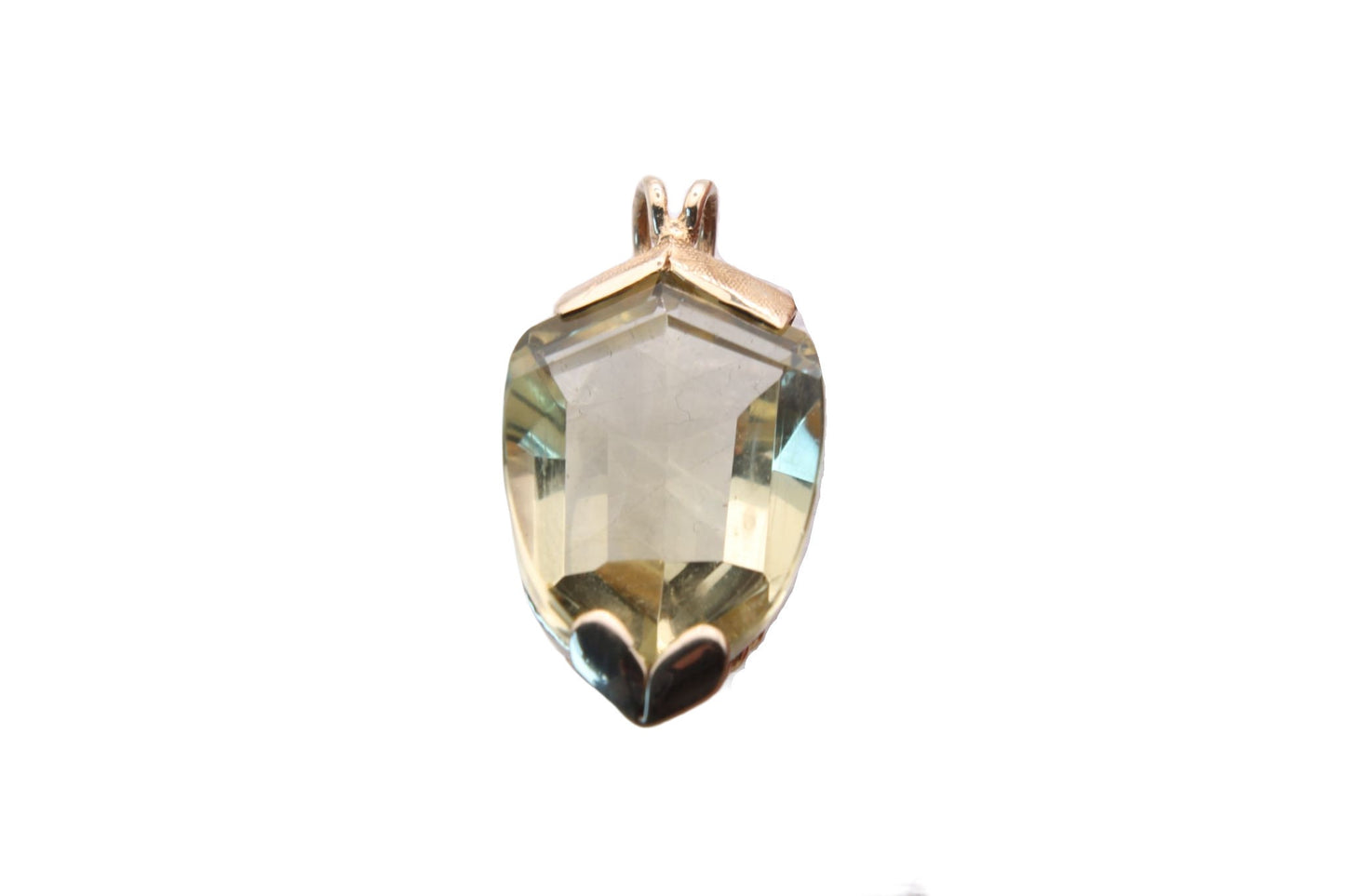 Vintage 9ct Gold Mounted Citrine Shield Pendant