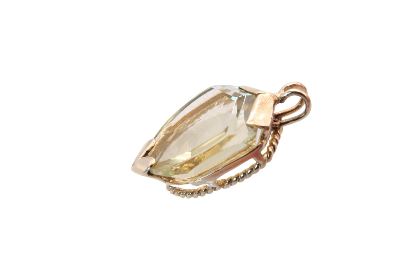 Vintage 9ct Gold Mounted Citrine Shield Pendant