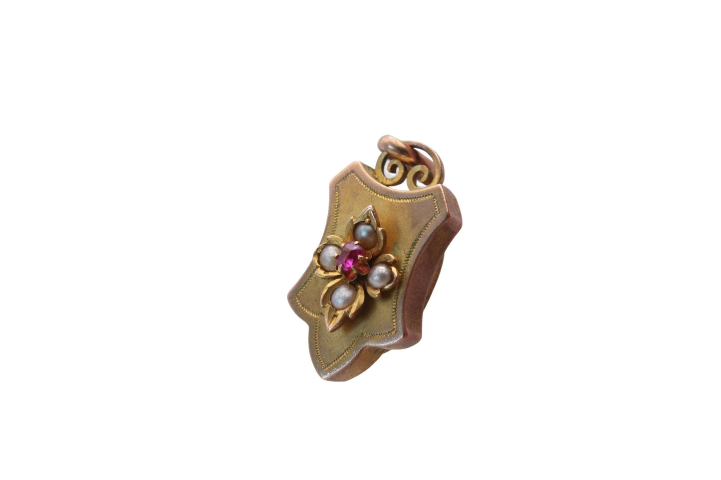Antique 15ct Gold, Ruby & Pearl Keepsake Pendant Locket