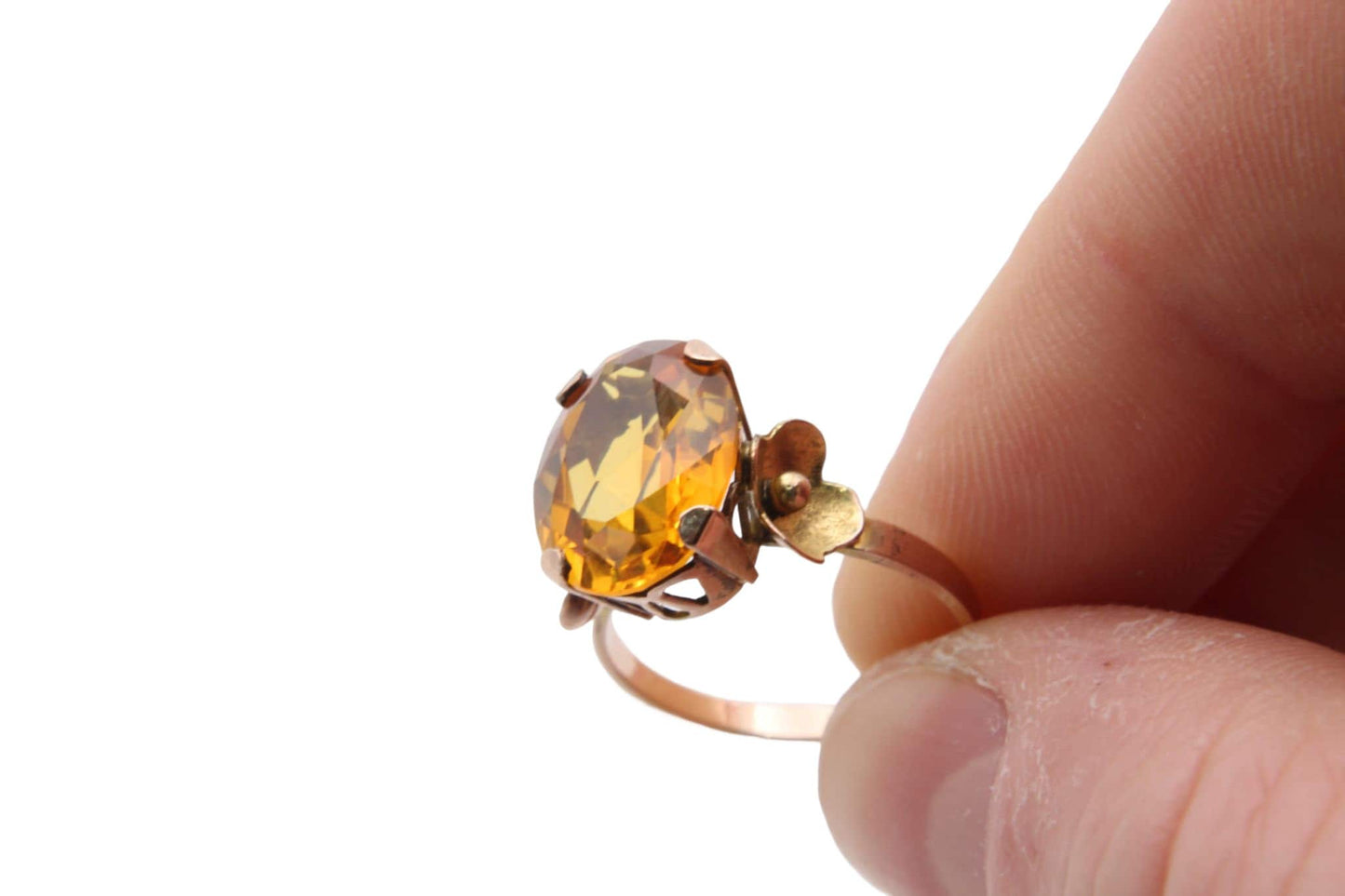 Vintage 14ct Gold Citrine Cocktail Ring