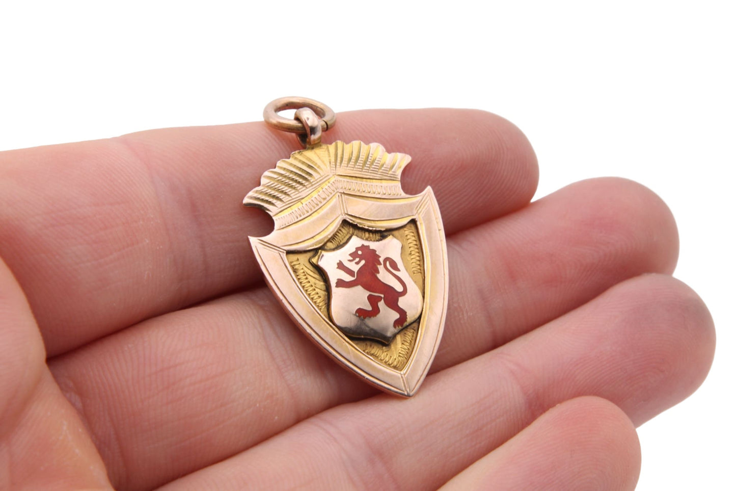 Antique 9ct Gold Enamelled Lion Pendant Fob