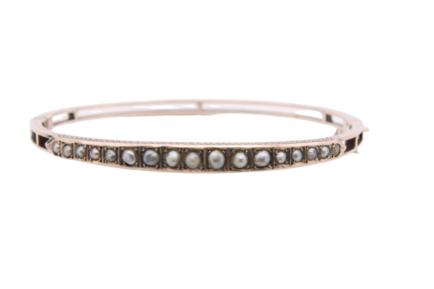 Antique Edwardian 9ct Gold Seed Pearl Bangle