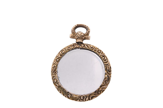 Antique Edwardian Chased 9ct Gold Glass Photo Pendant