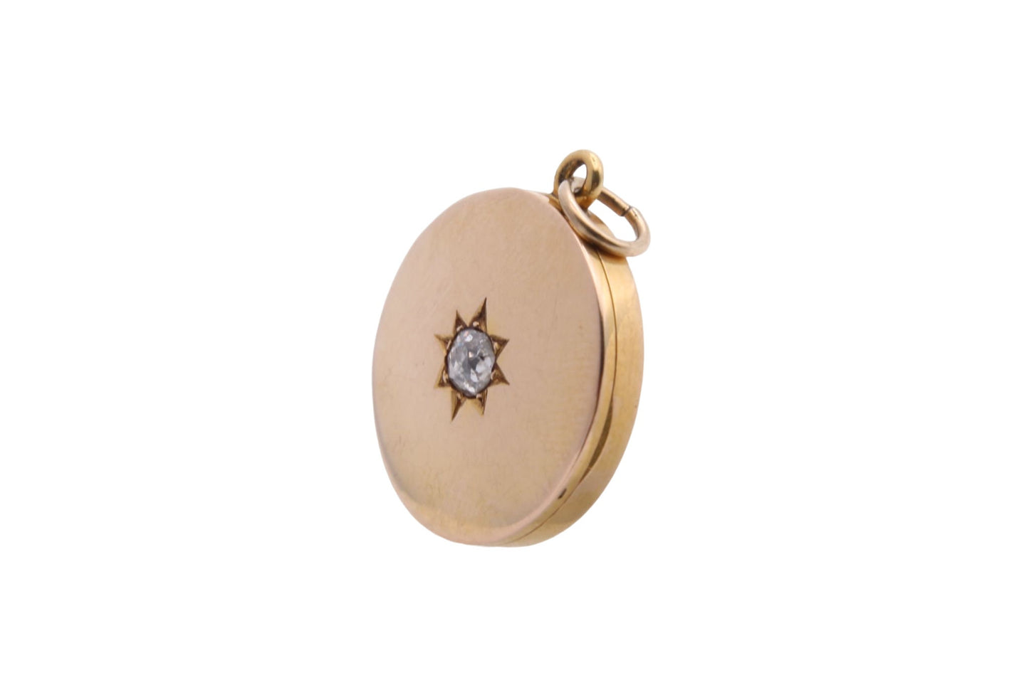 Antique Edwardian 15ct Gold Locket With Old Mine Diamond, .25ct