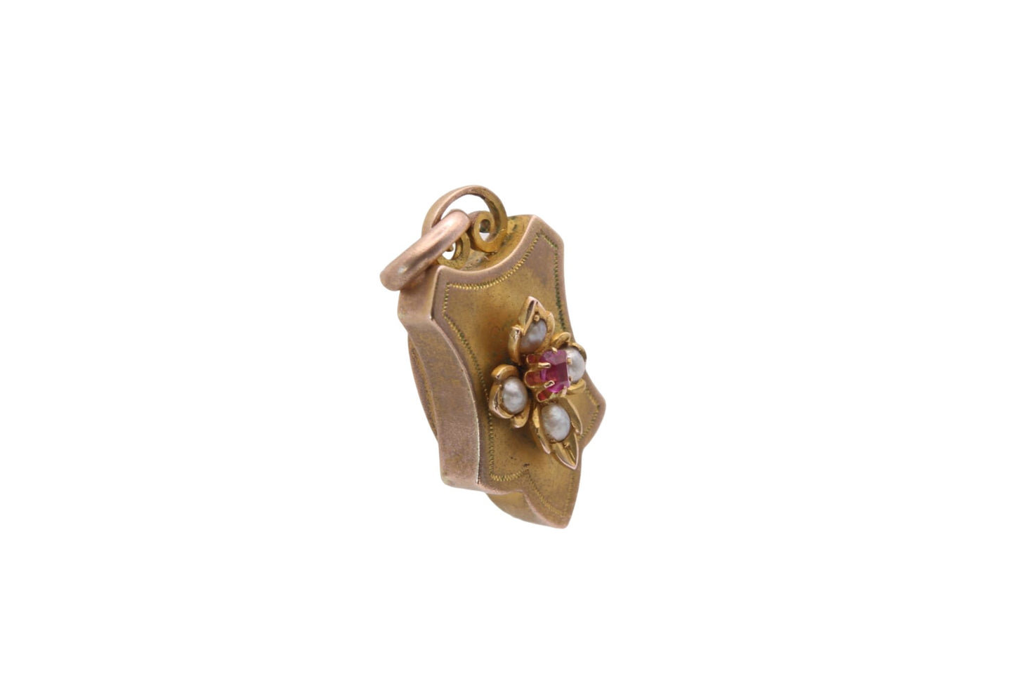 Antique 15ct Gold, Ruby & Pearl Keepsake Pendant Locket