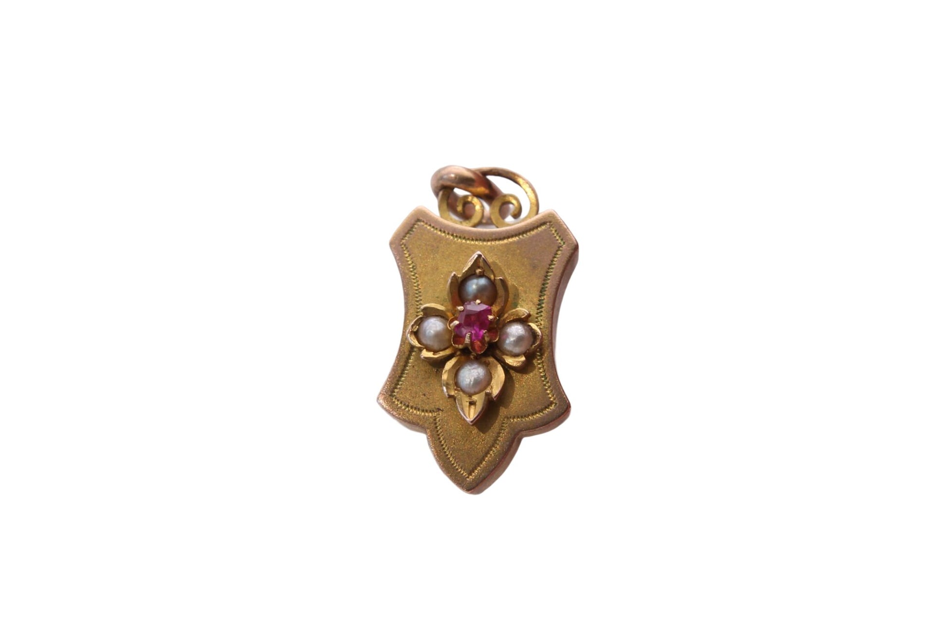 Antique-15ct-Gold,-Ruby-&-Pearl-Keepsake-Pendant-Locket