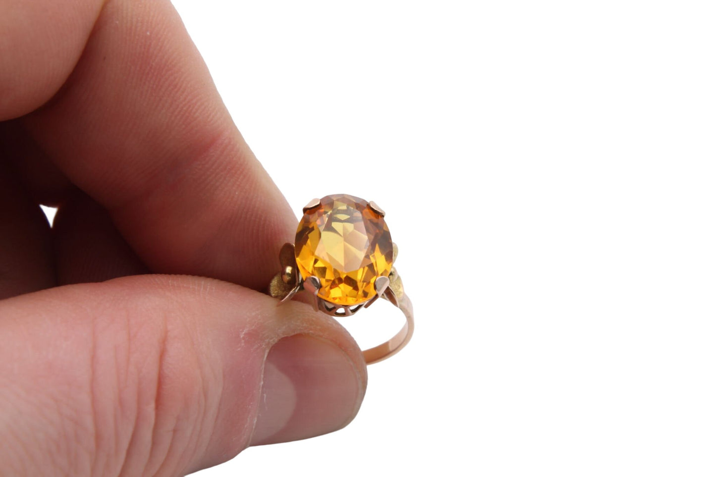 Vintage-14ct-Gold-Citrine-Cocktail-Ring