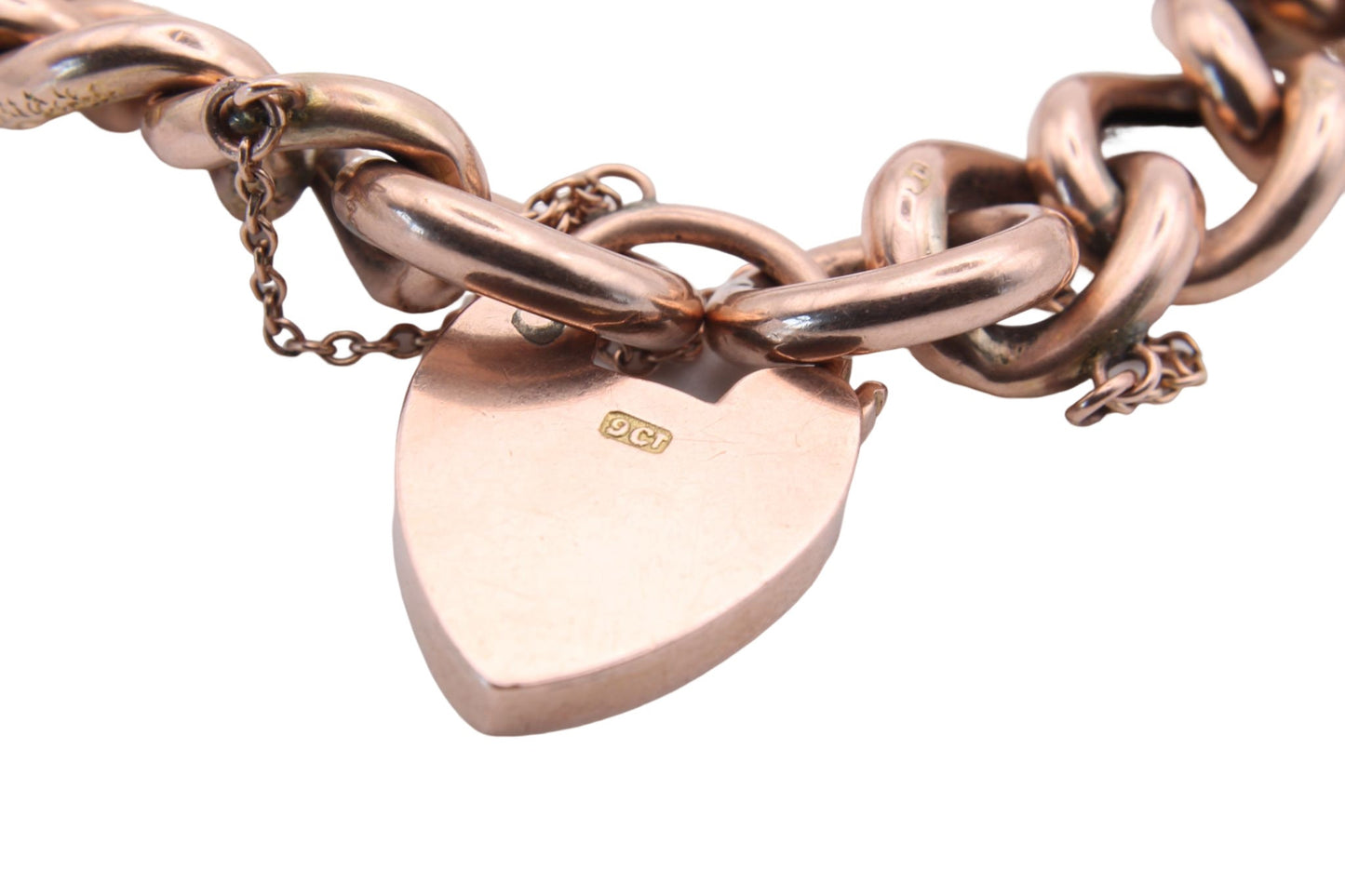 Antique Victorian 9ct Rose Gold Chased Gate Bracelet, 18g