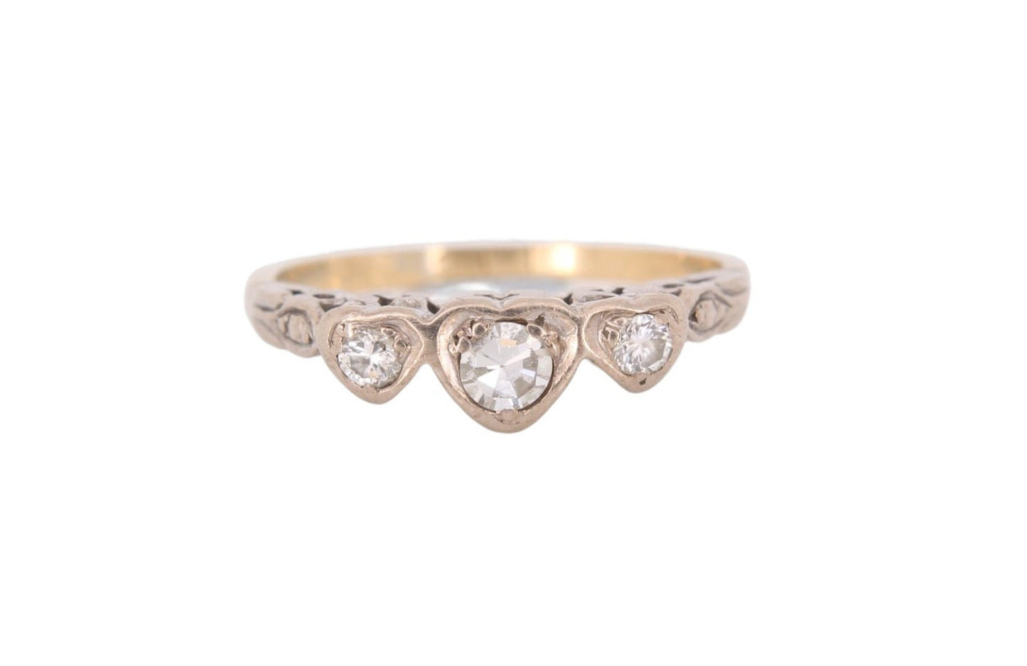 Art Deco 18ct Gold Diamond Heart Ring