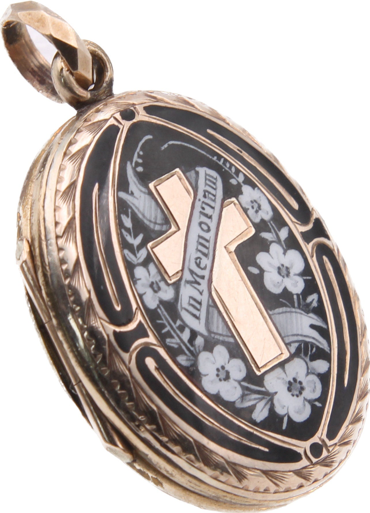 Antique-9ct-Gold-In-Memoriam-Enamel-Locket