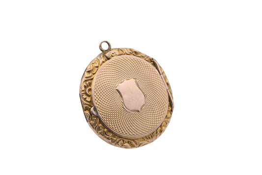 Antique Edwardian 9ct Gold Chased Pendant Locket
