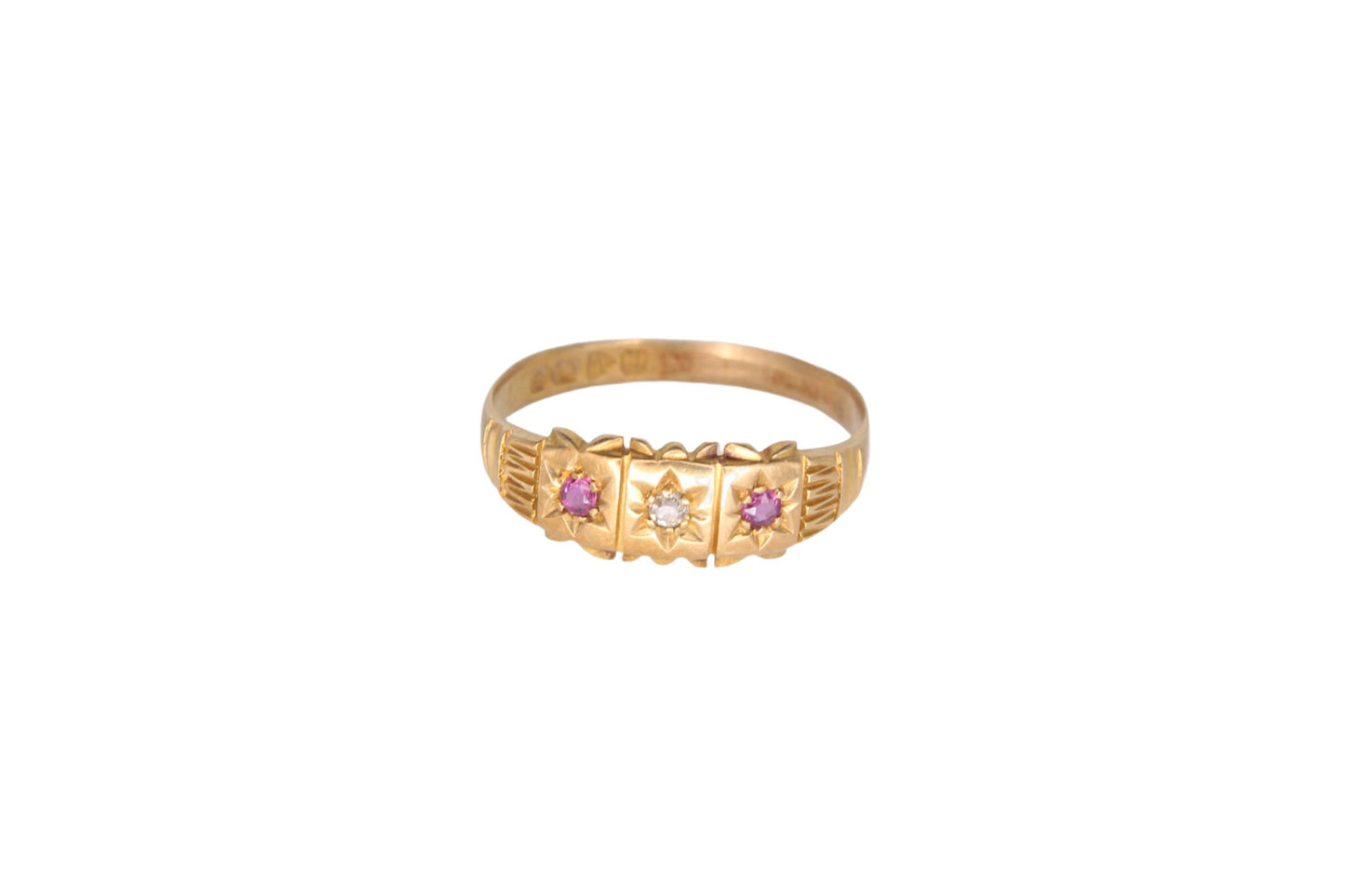 Antique Edwardian 18ct Gold & Ruby Gypsy Ring - 1905
