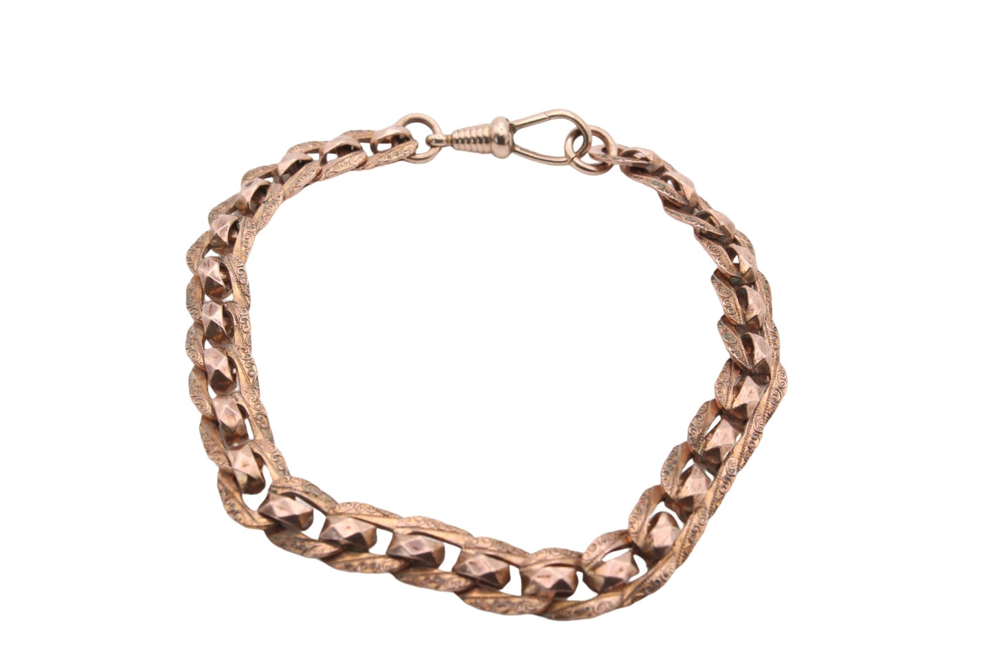 Antique Rolled Rose Gold Decorative Fancy Link Bracelet Albertina