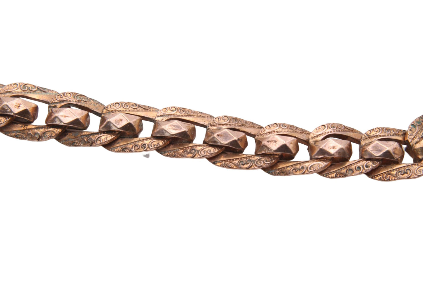 Antique Rolled Rose Gold Decorative Fancy Link Bracelet Albertina