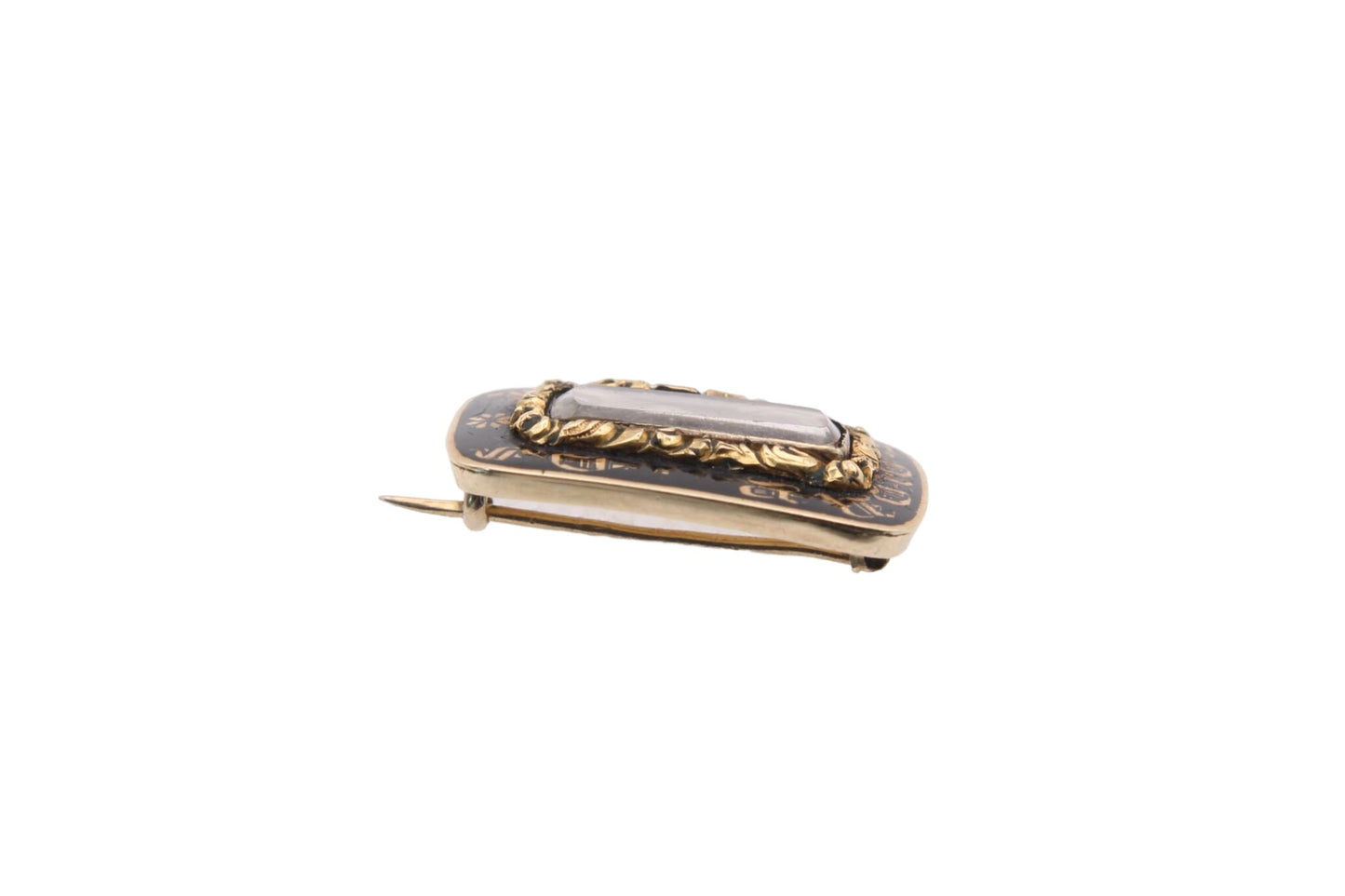 Antique Georgian 9ct Gold Enamel Mourning 'In Memory Of' Brooch