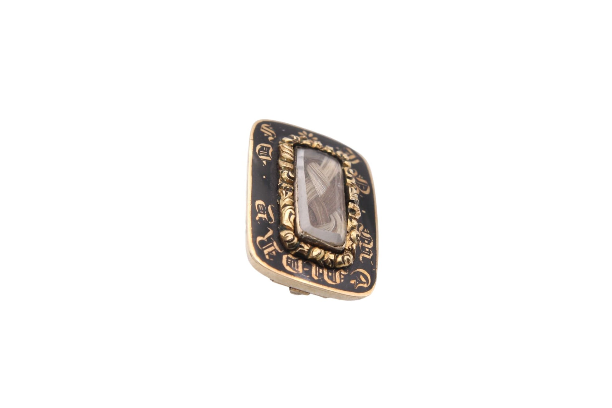 Antique-Georgian-9ct-Gold-Enamel-Mourning-'In-Memory-Of'-Brooch
