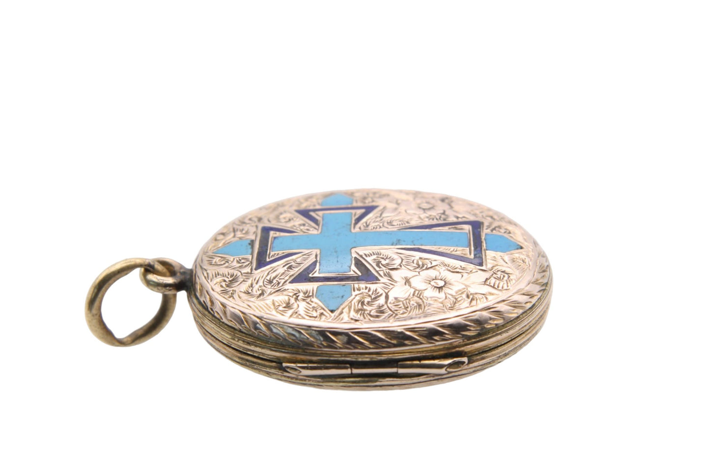 Antique-Victorian-9ct-Gold-Enamel-Cross-Locket