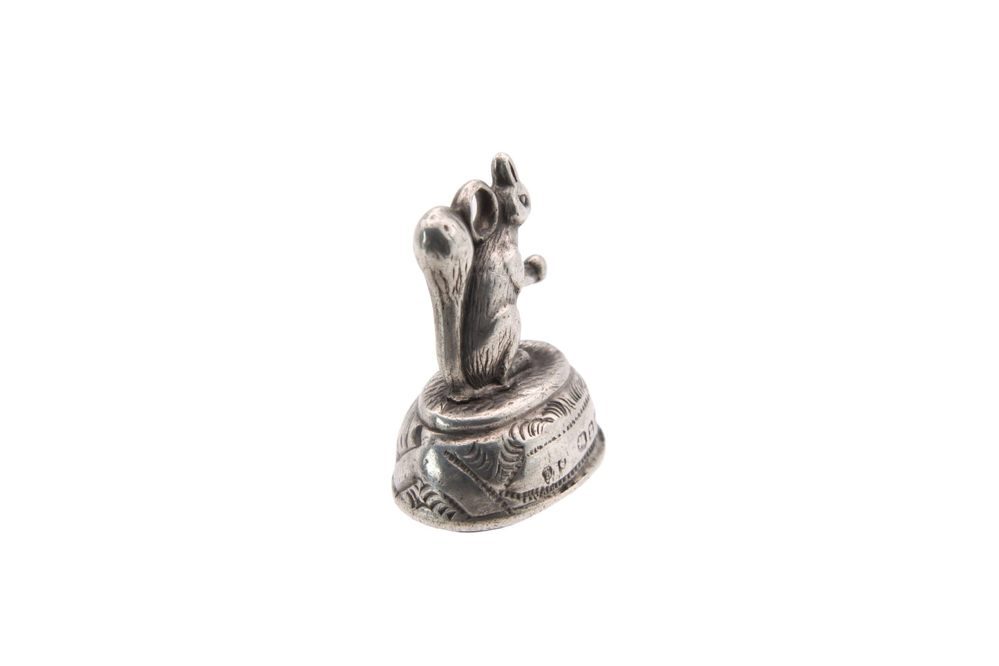 Antique Victorian Sterling Silver & Carnelian Squirrel Pendant