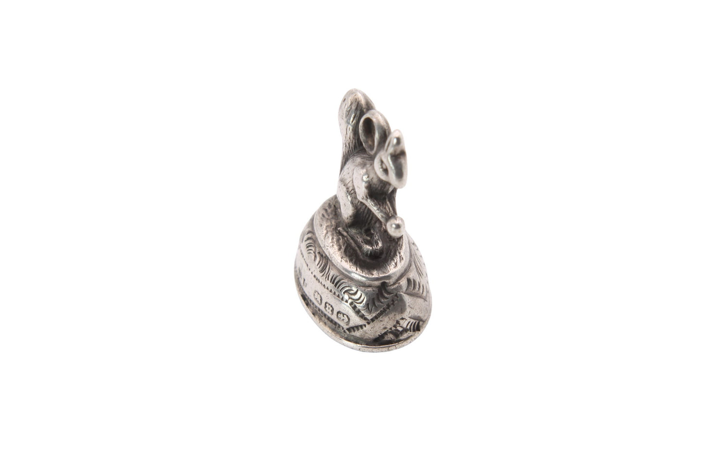Antique-Victorian-Sterling-Silver-&-Carnelian-Squirrel-Pendant