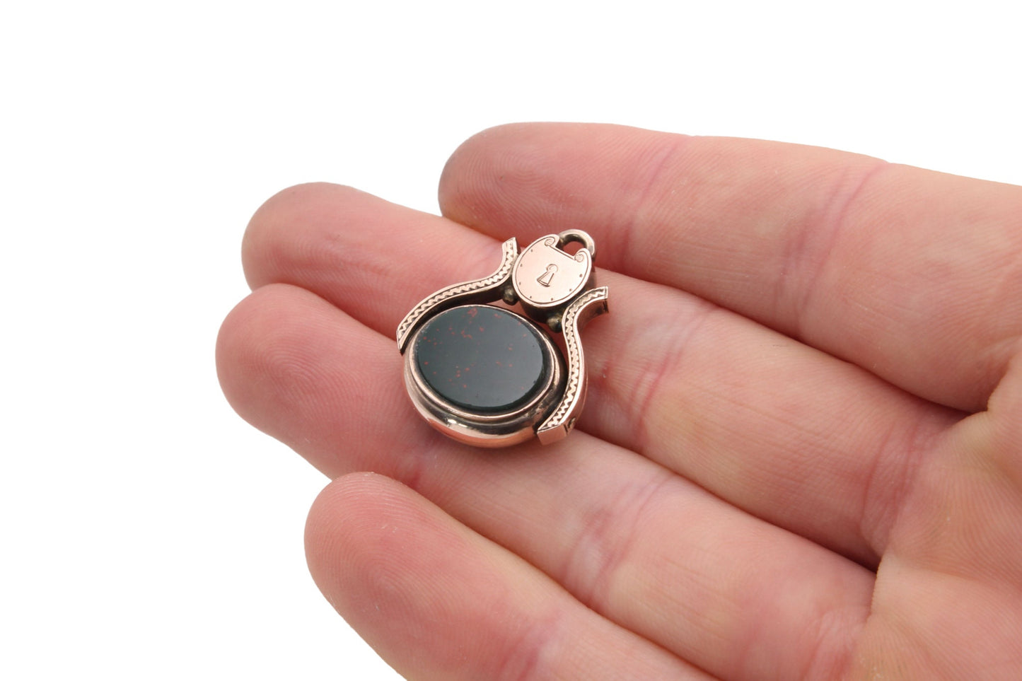 Antique 10ct Gold Spinner Pendant With Bloodstone & Carnelian Agate, c.1890