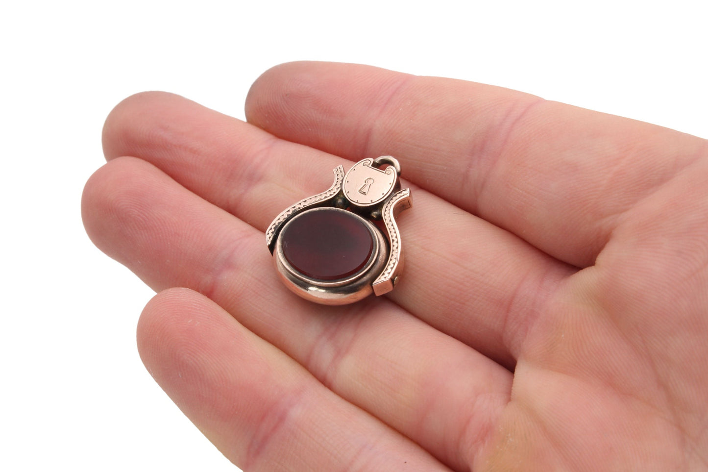Antique 10ct Gold Spinner Pendant With Bloodstone & Carnelian Agate, c.1890