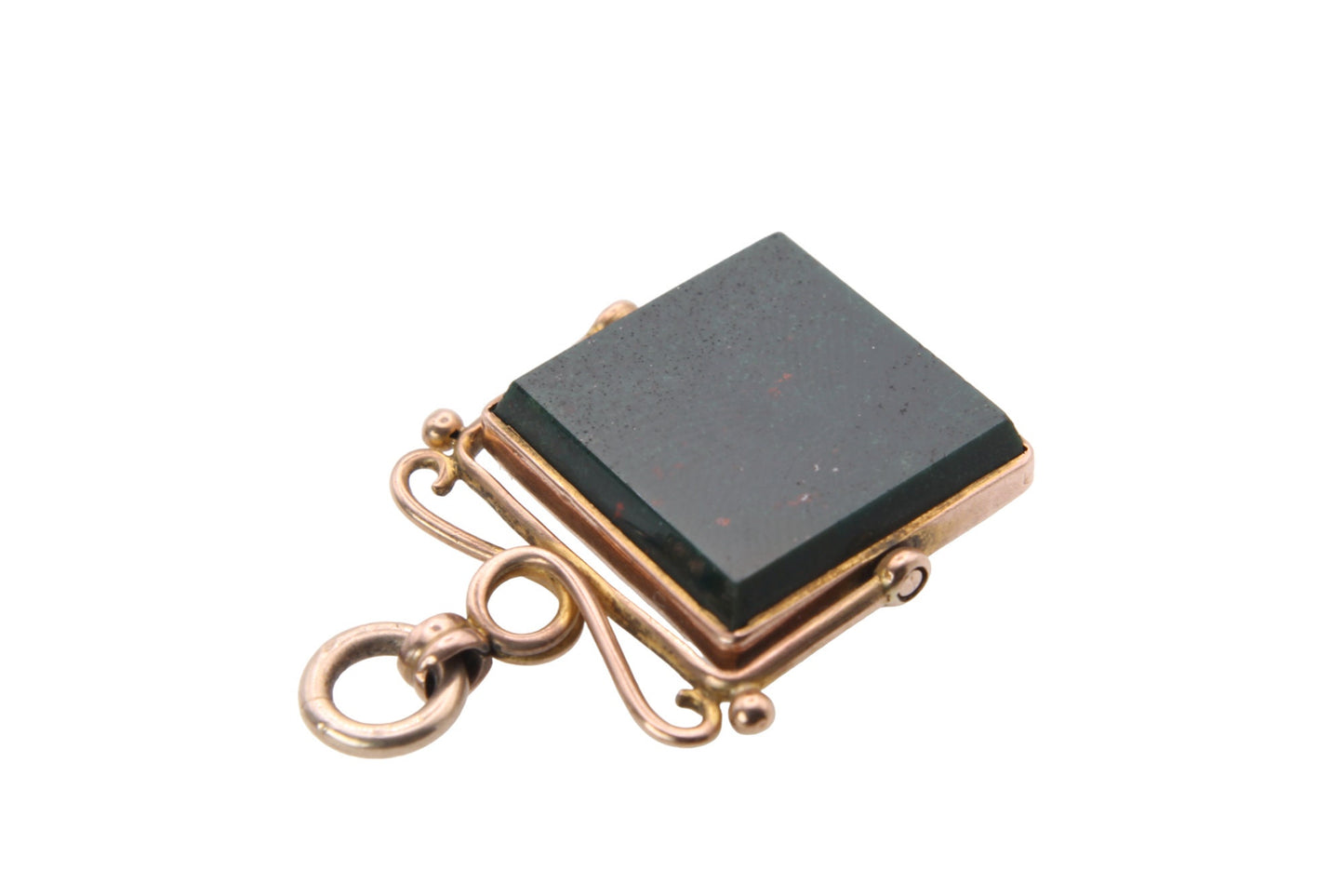 Antique 9ct Gold Bloodstone Carnelian Spinner Pendant