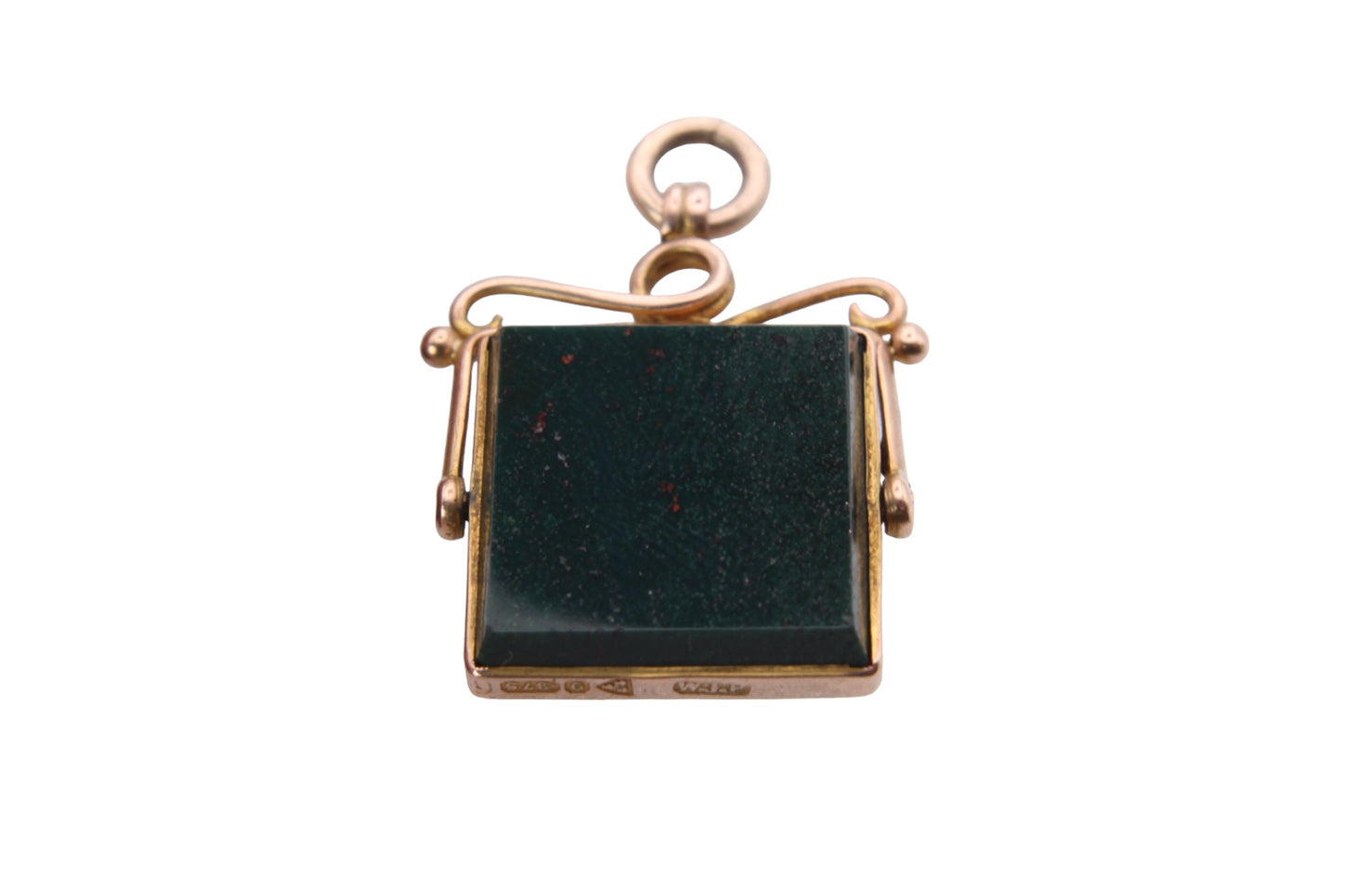 Antique 9ct Gold Bloodstone Carnelian Spinner Pendant