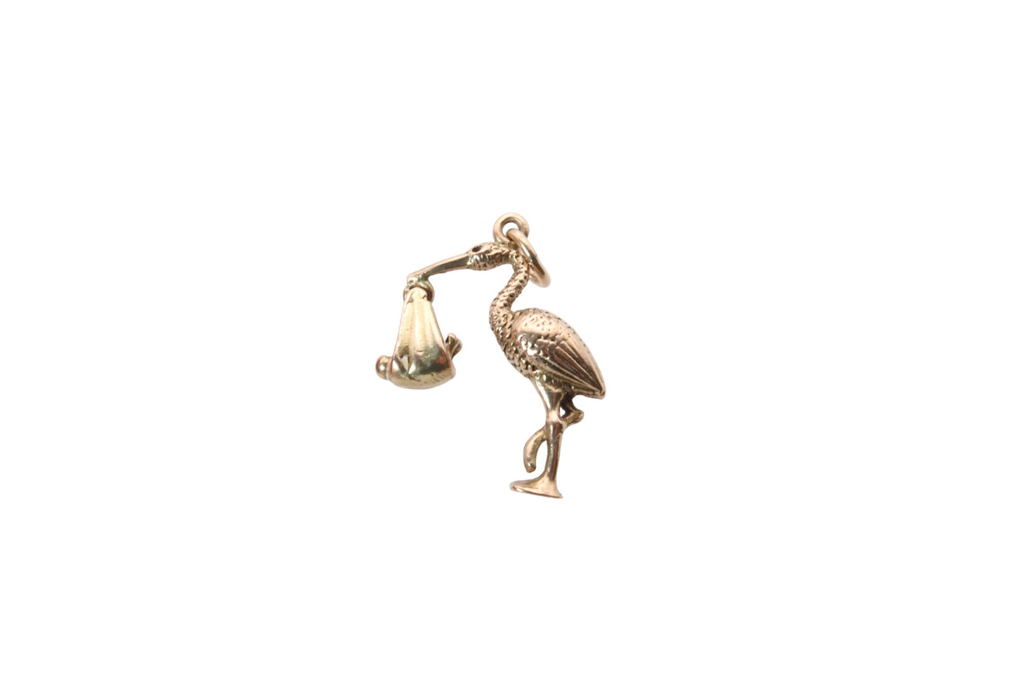 Vintage 9ct Gold Baby and Stork Charm/Pendant