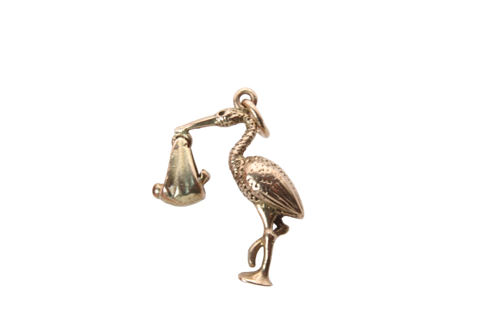 Vintage-9ct-Gold-Baby-and-Stork-Charm/Pendant