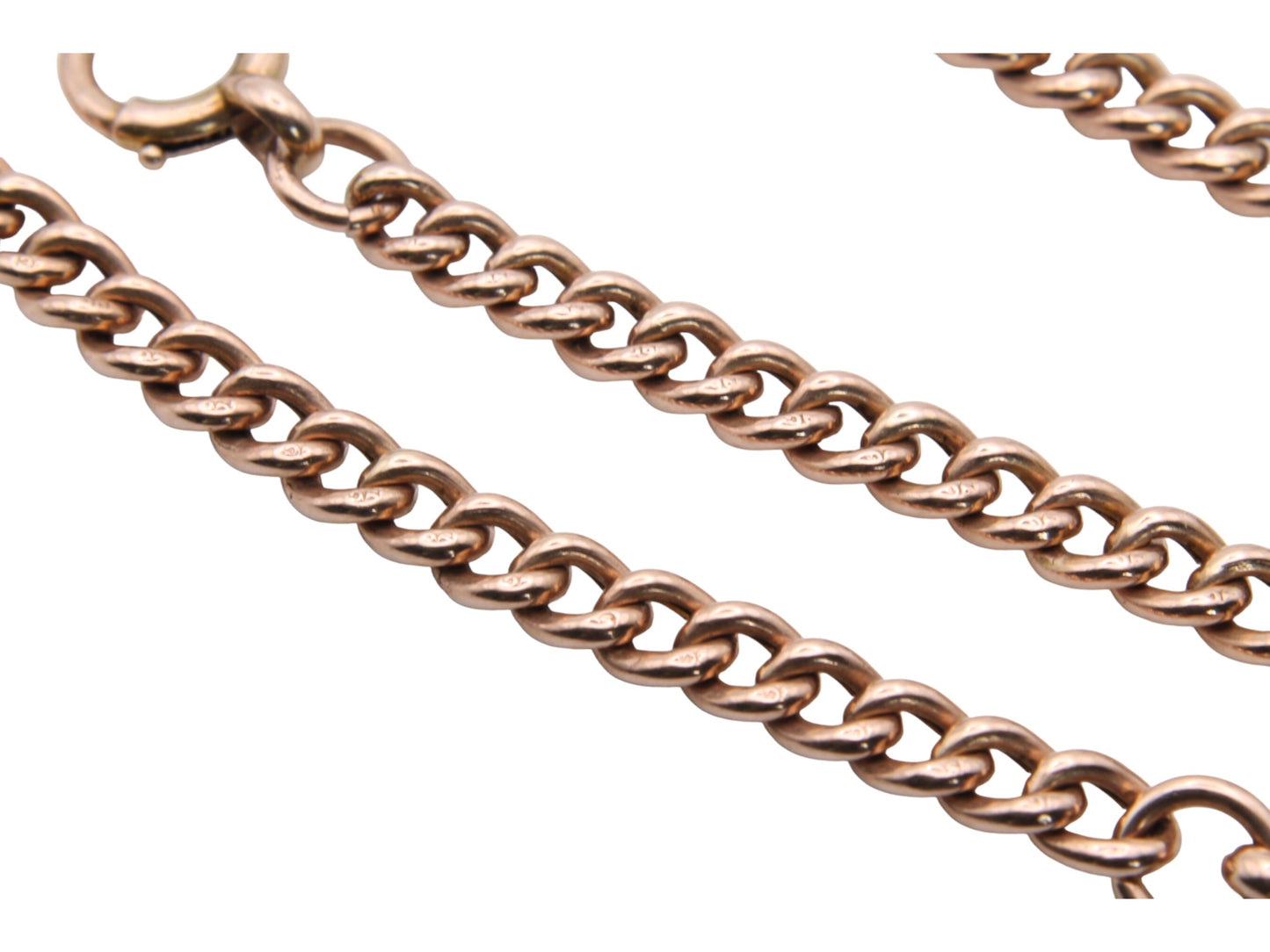 Antique 9ct Rose Gold Double Albert Necklace Watch Chain, 14"
