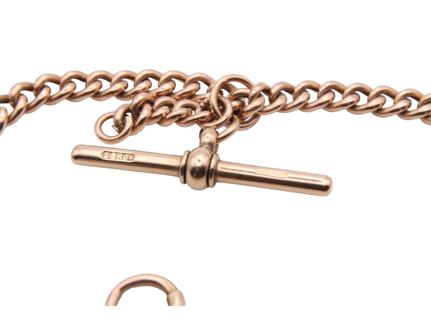 Antique 9ct Rose Gold Double Albert Necklace Watch Chain, 14"