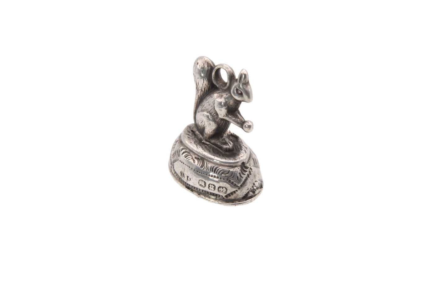 Antique Victorian Sterling Silver & Carnelian Squirrel Pendant