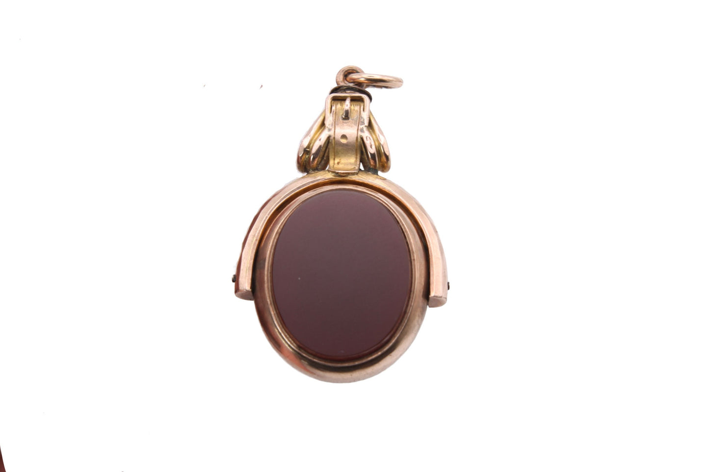 Antique 9ct Gold Bloodstone & Carnelian Buckle Spinner Pendant