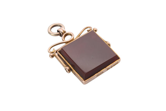 Antique 9ct Gold Bloodstone Carnelian Spinner Pendant
