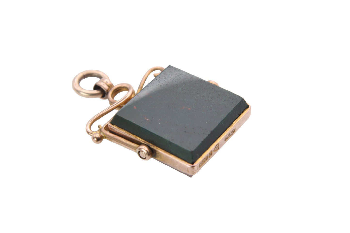 Antique 9ct Gold Bloodstone Carnelian Spinner Pendant