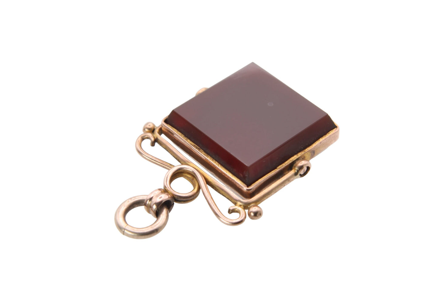 Antique 9ct Gold Bloodstone Carnelian Spinner Pendant