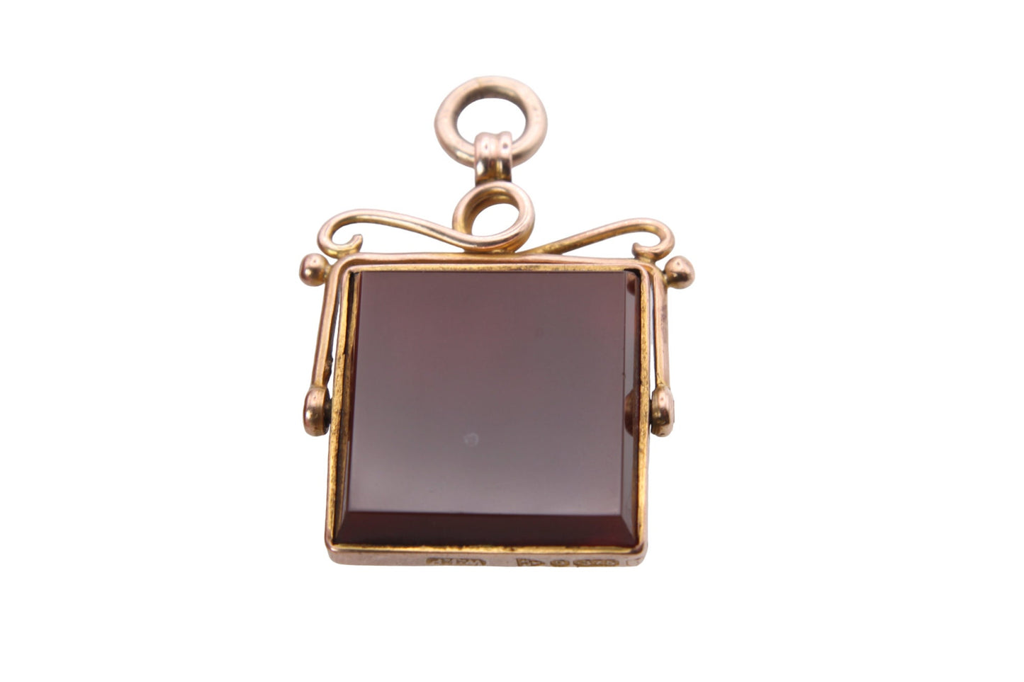 Antique 9ct Gold Bloodstone Carnelian Spinner Pendant