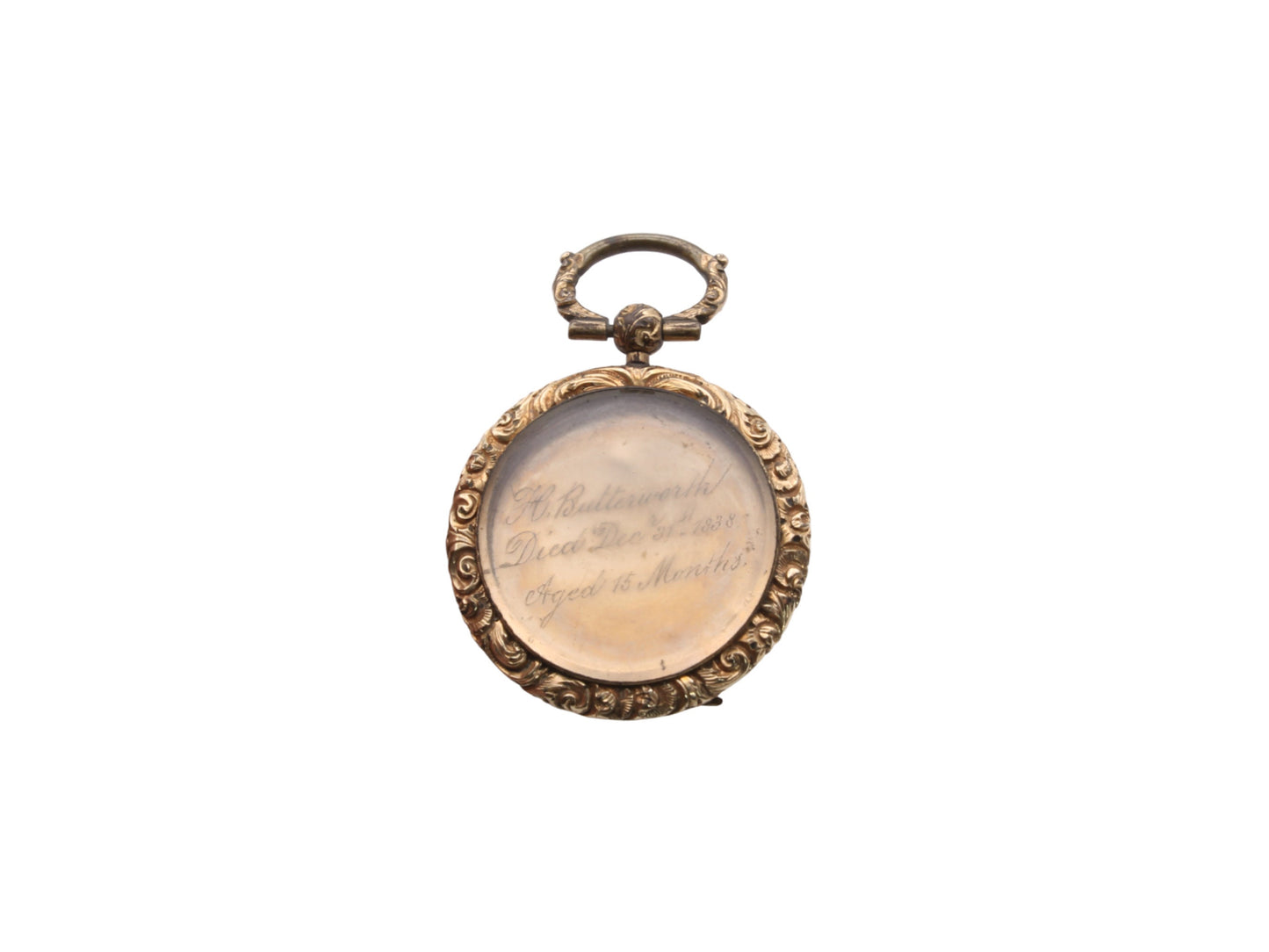 Antique 9ct Gold Chased Mourning Pendant Locket
