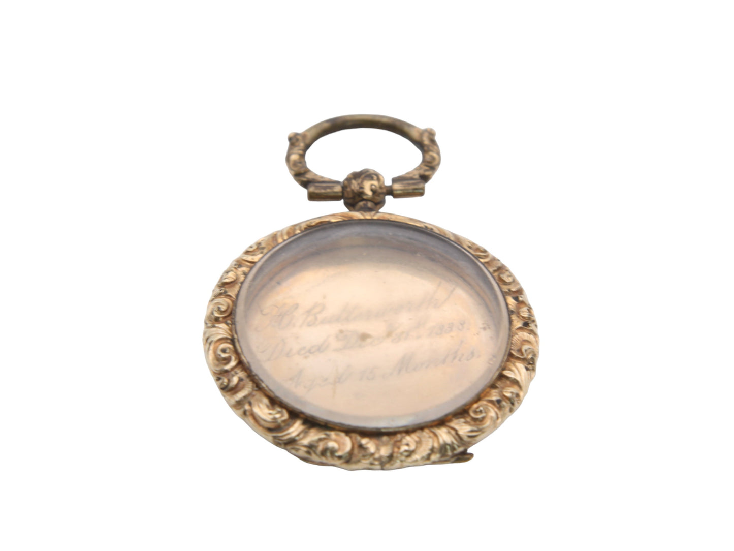 Antique 9ct Gold Chased Mourning Pendant Locket