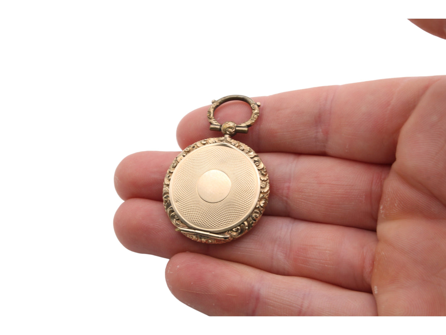 Antique 9ct Gold Chased Mourning Pendant Locket