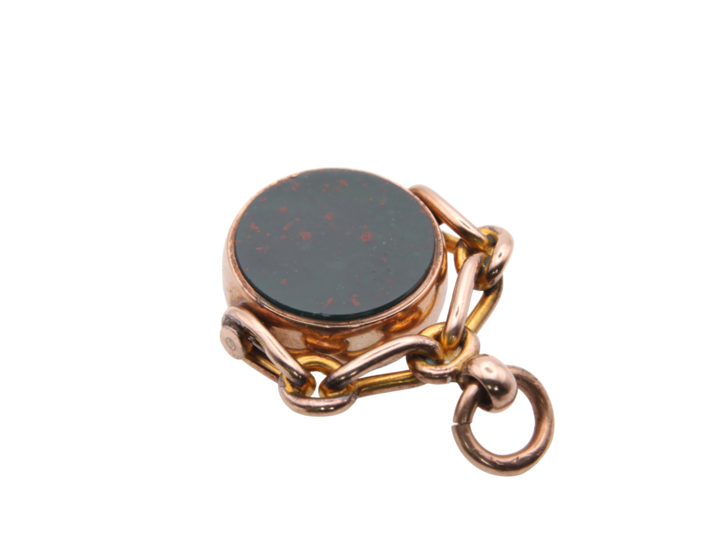 Antique 9ct Gold Bloodstone & Lilac Agate Spinner Pendant