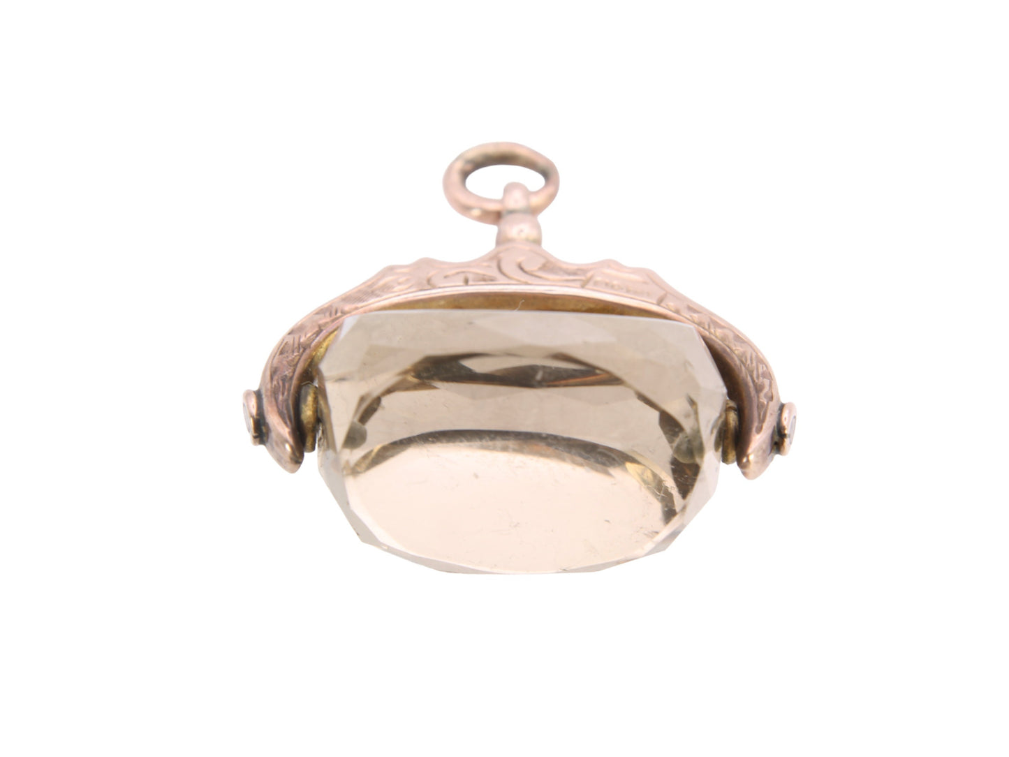 Antique Edwardian 9ct Gold Citrine Spinner Fob Pendant