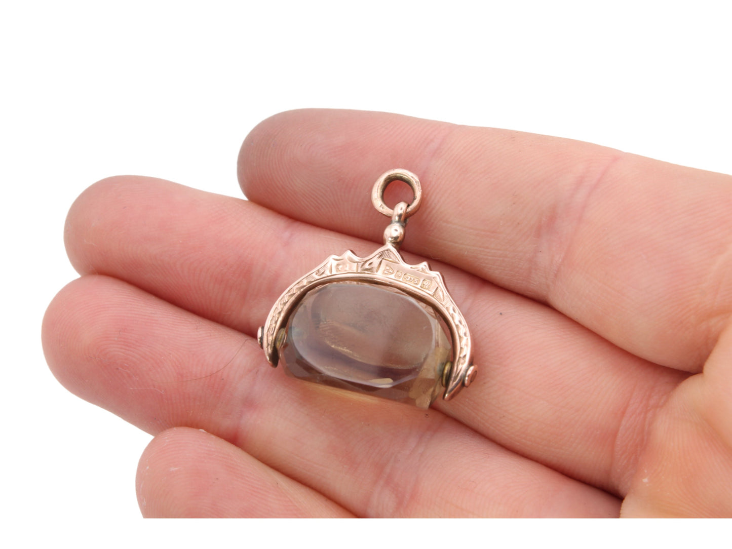 Antique Edwardian 9ct Gold Citrine Spinner Fob Pendant